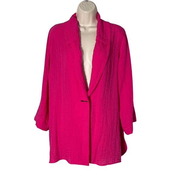 Soft Surroundings Pink Fuchsia Oversized Kimono Style Blazer Size M - Picture 1 of 6